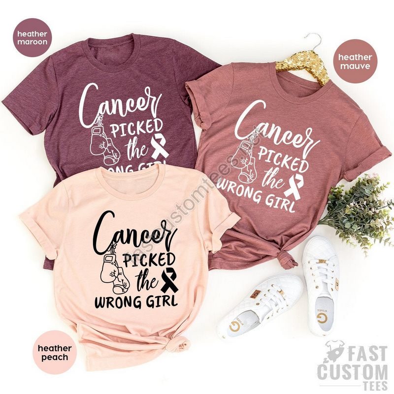 Breast Cancer Shirt Cancer Awareness Tee Cancer Tshirt Cancer Survivor Shirt Cancer T Shirt Cancer Picked The Wrong Girl Shirt