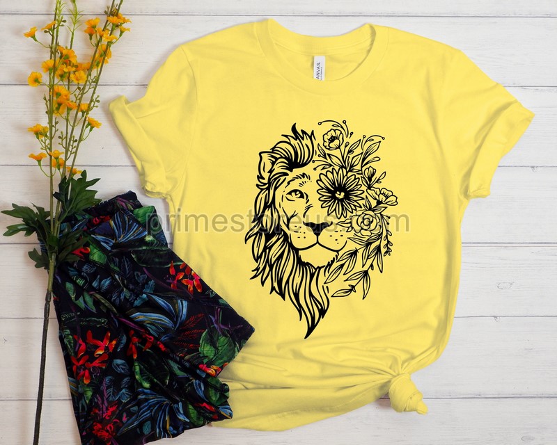 Floral Lion Shirt Cute Shirts For Women Lion Shirt Lion Flower Shirt Leo Shirt Gift For Her Animal Lover Graphic Tees Animal Shirts