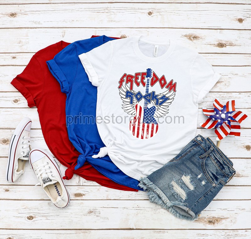 Fourth Of July Guitar Shirt Freedom Rocks July Shirt 4th Of July Shirts Patriotic Shirt American Flag Shirt 4th Of July Merica Shirts