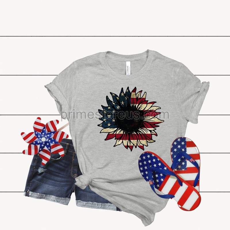 Patriotic Sunflower 4th Of July Sunflower Shirt Women's July 4th America Y'all Memorial Day Shirt 4th July Shirt Stars And Stripes