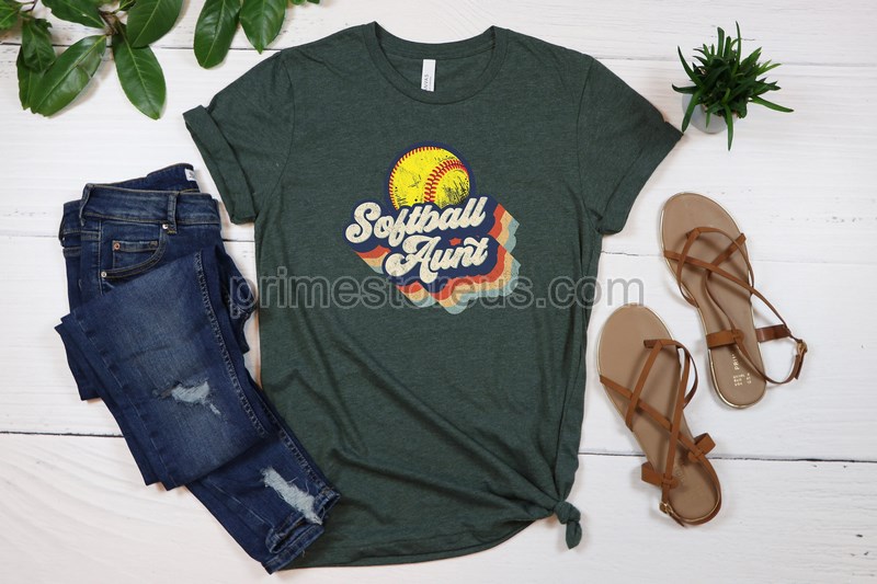 Softball Aunt Shirt Retro Softballaunt Shirtsoftball Auntsoftball Tshirtssoftball Aunt Shirtsmother Day Shirtsoftballaunt Shirt Gift