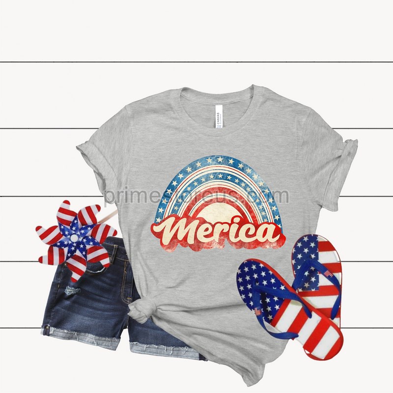 Vintage Merica Shirt Retro Merica Rainbow Shirt Patriotic Rainbow Shirt America Shirtstars And Stripes Shirts 4th Of July Shirt