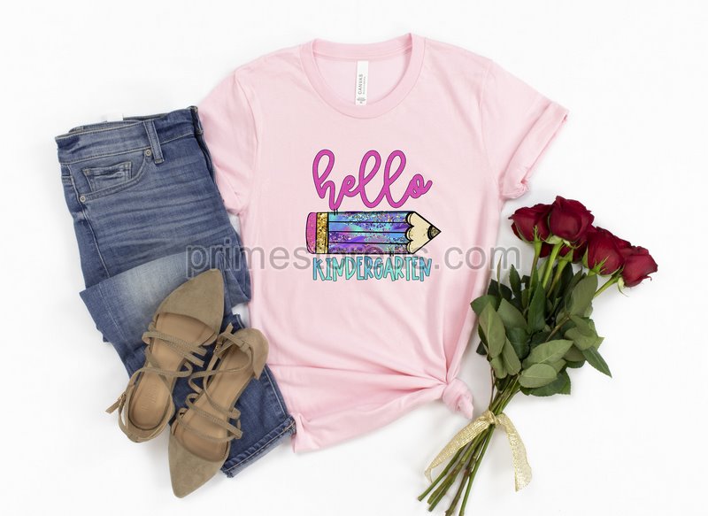 Hello Kindergarten Shirtsteach Love Inspire Shirtback To School Shirtfirst Grade Teacher Teeteacher Appreciation Tee1st Day Of School