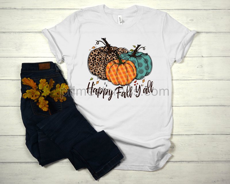 Happy Fall Y'all Shirtthanksgiving Tee Thankful Fall Fall Shirt Thankful Family Shirts Thanksgiving Shirts Blessed Shirtpumkin Shirt