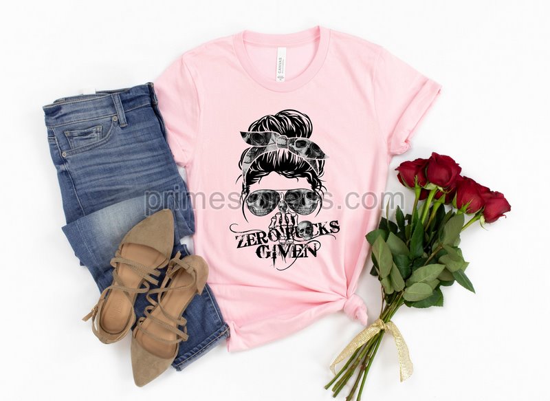 Zero F Given Skull Shirt Zero Fucks Given Shirt Skull Messy Bun Skull T-shirt Zero Fucks Given Tee Shirt Skull Art T-shirt