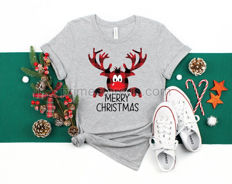 Buffalo Plaid Reindeerreindeer Christmas Shirtreindeer Shirtpeeping Reindeer Shirtmerry Christmas Christmas Family Shirtxmas Shirt