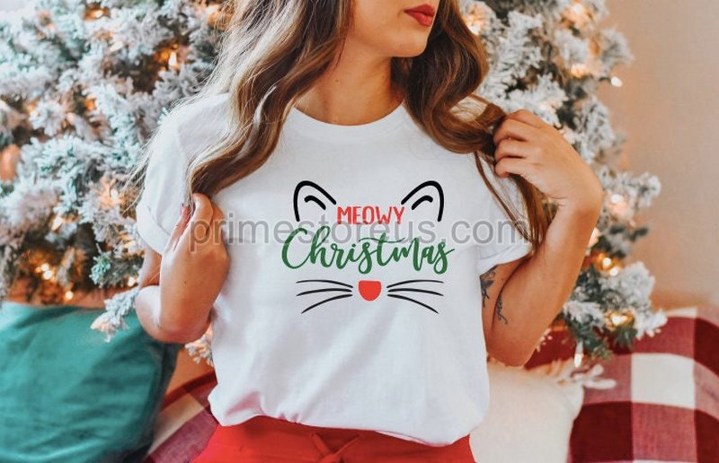 Meowy Christmas Shirt Christmas Cat Shirt Merry Christmas Cat Lover Shirt Christmas Gift Shirt Holiday Shirtholiday Gift Shirt