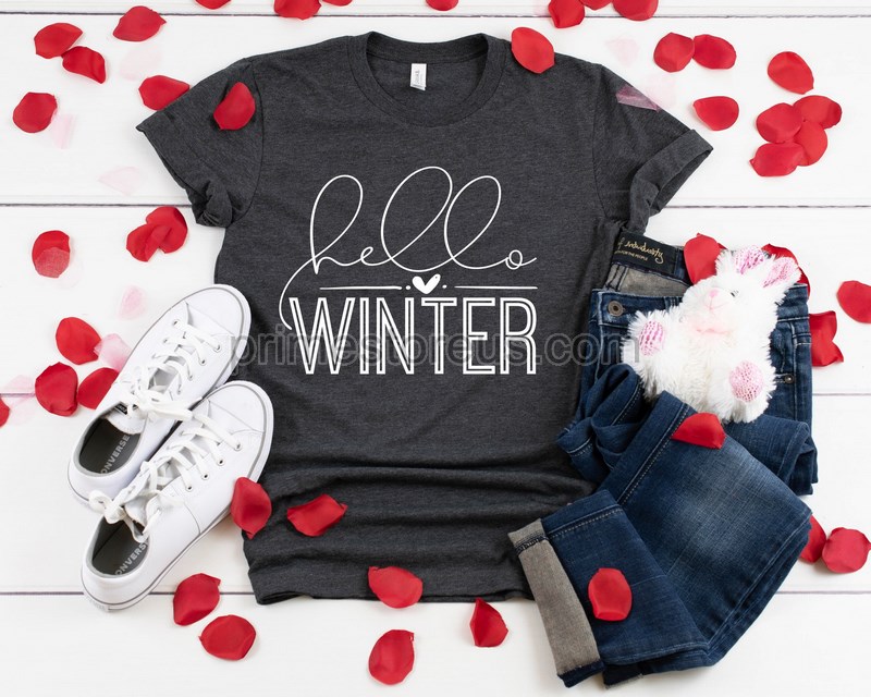 Hello Winter Shirt Gift Winter Shirt Woman Winter Shirt Snowflakes Flannel Sledding Hot Cocoa Snowman Fuzzy Socks