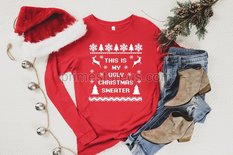 Custom Text Christmas Sweatshirtsugly Christmas Sweatshirt Ugly Christmas Sweater Ugly Christmas Tshirtthis Is My Ugly Christmas Sweater