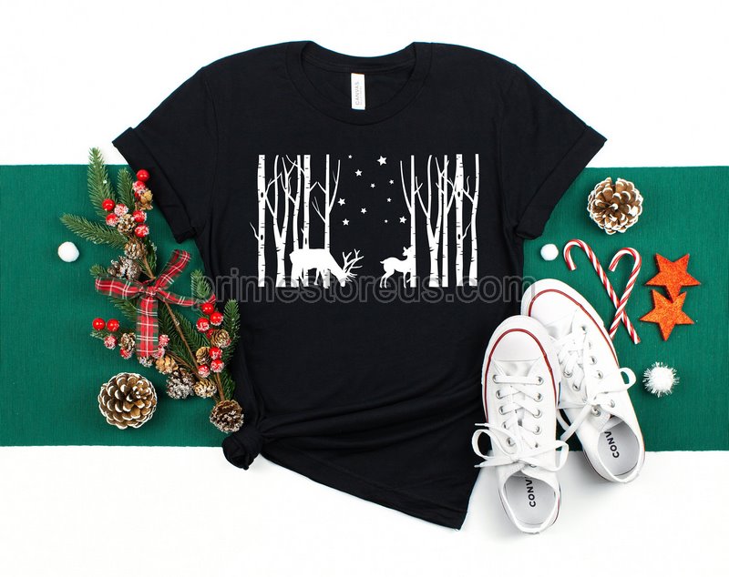 Winter Scene Shirt Winter Nature Shirt Deer Trees Shirt Christmas Shirt Silent Night Shirt Winter Shirts Christmas Shirts Holiday Tee