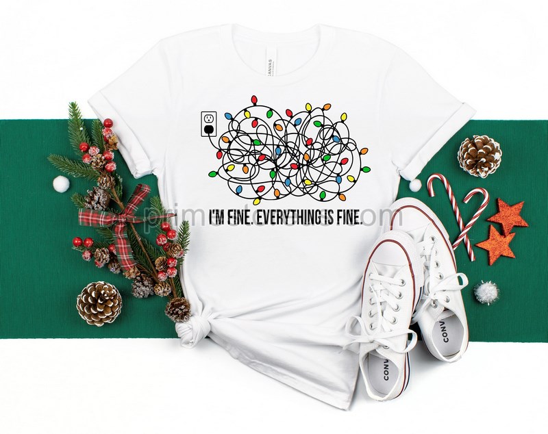 Funny Christmas Shirt T's Fine I'm Fine Everything Is Fine Shirtmerry Christmas Shirt Christmas Lights Tee Shirt Christmas Shirt