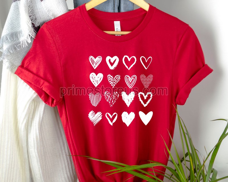 Heart Shirt Valentines Day Shirt Valentines Day Shirts For Women Cute Heart T-shirt Cute Valentine Shirt Teachers Valentines Day Shirt