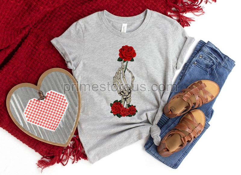 Valentine Skeleton Shirt Skeleton Rose Shirt Rose Shirt Skeleton Hand Red Rose Gift Be Mine Valentine Shirt Cool Valentines Day Shirt