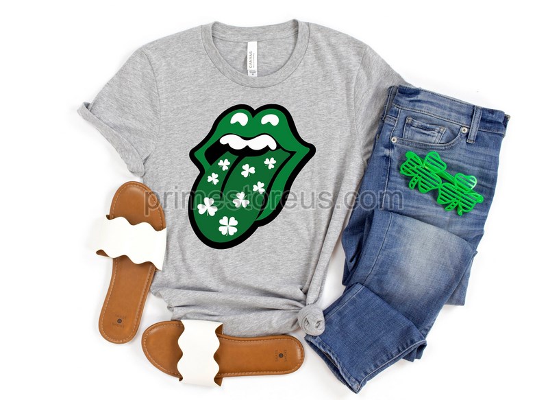 Shamrock Clover Lips Shirt Irish Shirt Lucky Clover Shirt St Pattys Day Leopard Shamrock Shirt Womens St Patrick's Day Shirt St Paddys