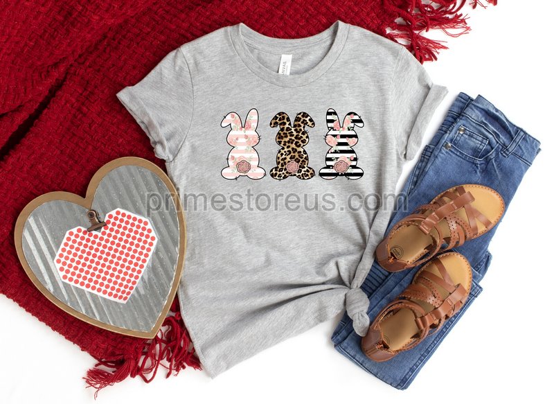 Happy Easter Shirt Leopard Easter Bunny Shirt3 Bunnies Easter Shirttoddler Easter Shirt Easter Matching Shirt Cute Easter Bunny Shirt