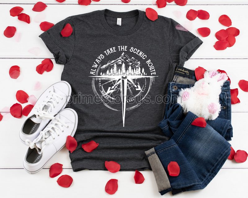 Hiking Shirt Scenic Route Shirtadventure Awaitsmountains Tee T-shirt Mountain Shirt Camping Shirt Nature Shirt Mountains Calling