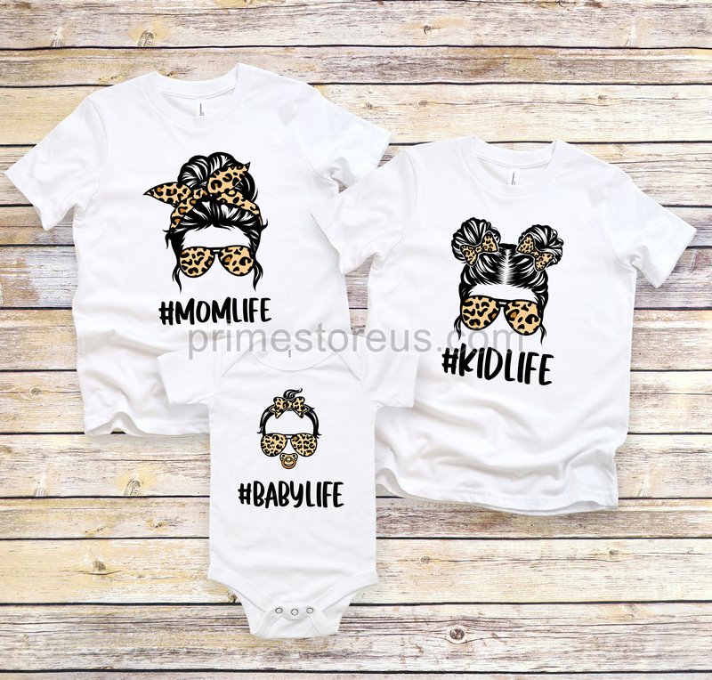 Mom Life Shirt Kid Life Shirt Baby Life Shirt Family Matching Shirt Mom Kid Baby Matching Shirt Cheetah Shirt Family Life Shirt