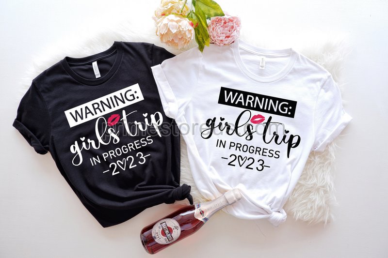 Warning Girls Trip In Progress Shirts Girls Trip Matching Shirtgirls Vacation Shirt Girls Camping Shirtbest Trip Forever Girls Vacation