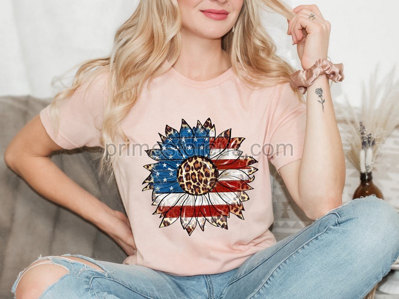 America Sunflower Shirt Usa Flag Flower Shirt Gift For American 4th Of July Flag Graphic T-shirt Freedom Tshirt Independence Shirt