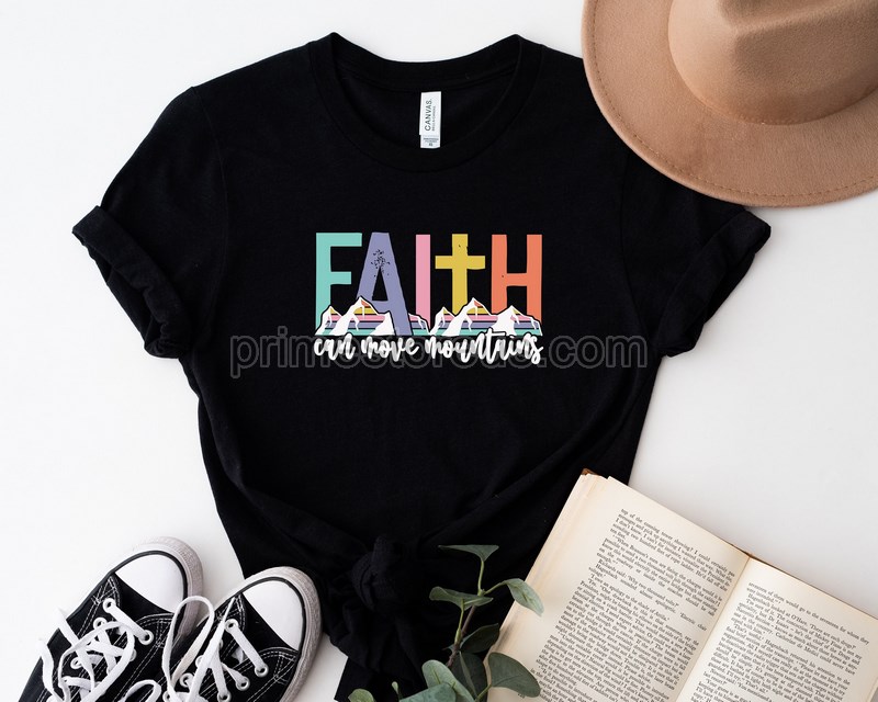 Faith Can Move Mountains Faith T-shirt Christian Shirtvertical Cross Faith Cross Religious Shirtshirts For Christian Christian Gift