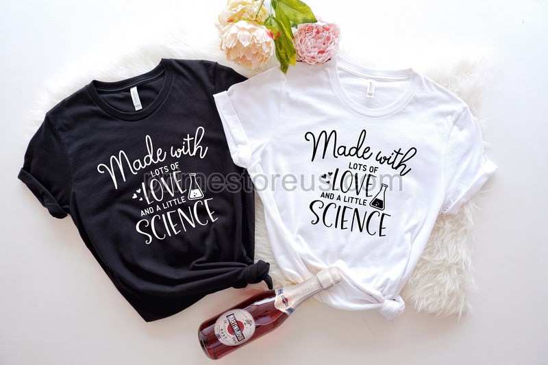 Made With Lots Of Love And A Little Science Pregnancy Shirt Pregnant Shirt Baby Shirt Gender Reveal Shirtspregnancy Announcement Shirts