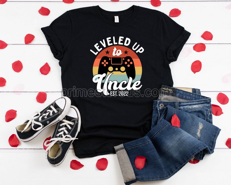 New Uncle Shirt Leveled Up To Uncle Tee Pregnancy Announcement New Uncle Shirt Uncle Announcement Reveal To Uncle T-shirt Uncle To Be