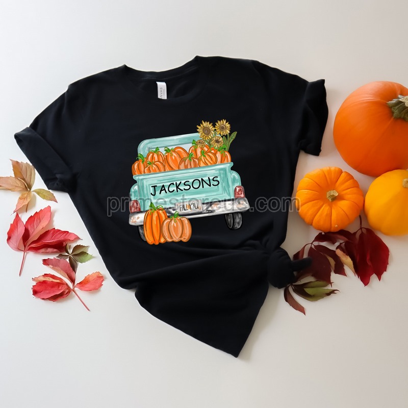 Fall Y'all Pumpkin Truck Shirt Happy Fall Yall Shirt Teal Fall Truck Shirt Cute Fall Old Truck Shirt Teal Truck Shirt Fall Family Shirt