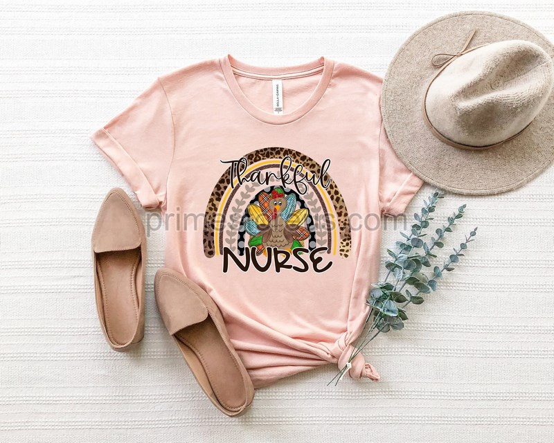 Nurse Shirt Nurse Fall Shirt Thankful Women Fall Shirt Nurse Thanksgiving Autumn Shirt Fall Tee Thankful Shirt Nurse Shirt-no Glitter