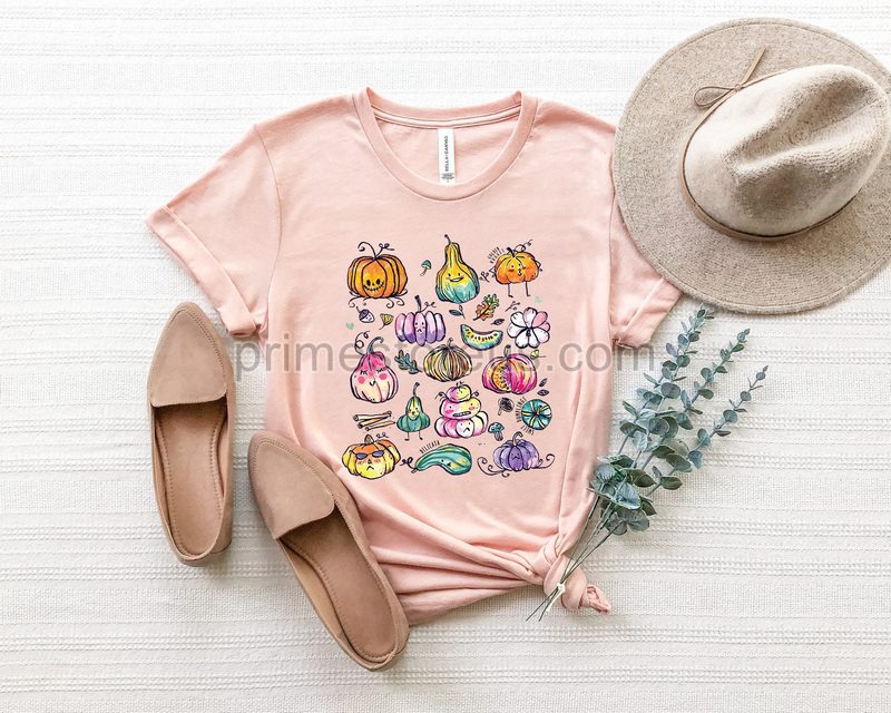 Colorful Watercolors Pumpkin T-shirt Pumpkin Shirt Watercolor Pumpkins Halloween Shirt Autumn Shirt Cute Fall Shirt Gift For Halloween