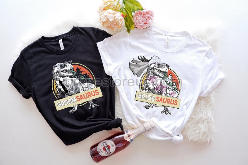 Bride And Groom Shirts Bridesaurus Groomsaurus Wedding Party Shirtjust Married Shirtcouple Matching Shirt Bride Shirtnewly Married Tee