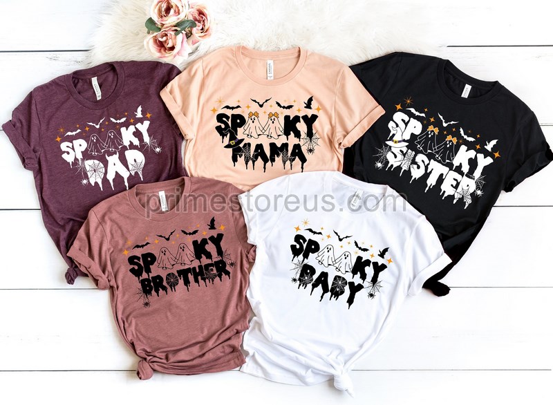 Spooky Family Halloween Shirt Cute Halloween Party Spooky Mamaspooky Dad Shirt Halloween Shirt Pumpkin Witch Ghost Spooky Mom Shirt