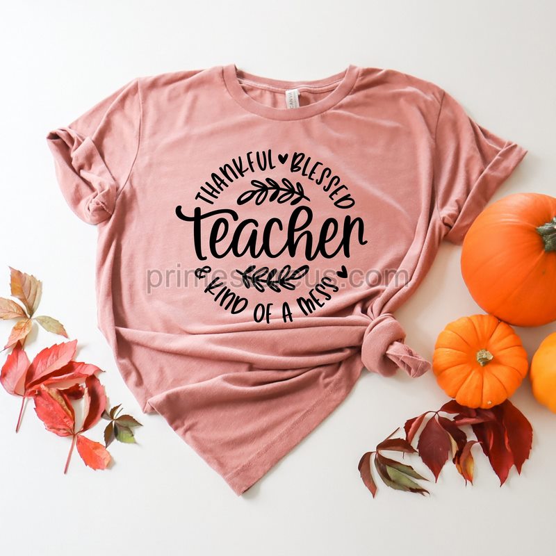 Thankful Teacher Shirt Thankful Teacher Pumpkin Shirt Teacher Messy Bun Shirtteacher Thanksgiving Shirtthanksgiving Dinner Shirt