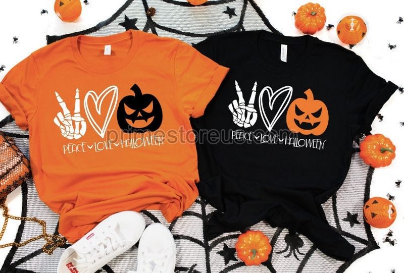 Peace Love Pumpkin Shirt Halloween Shirt Peace Love Halloween Shirt Halloween Pumpkin Halloween Gift For Family Peace Love Halloween