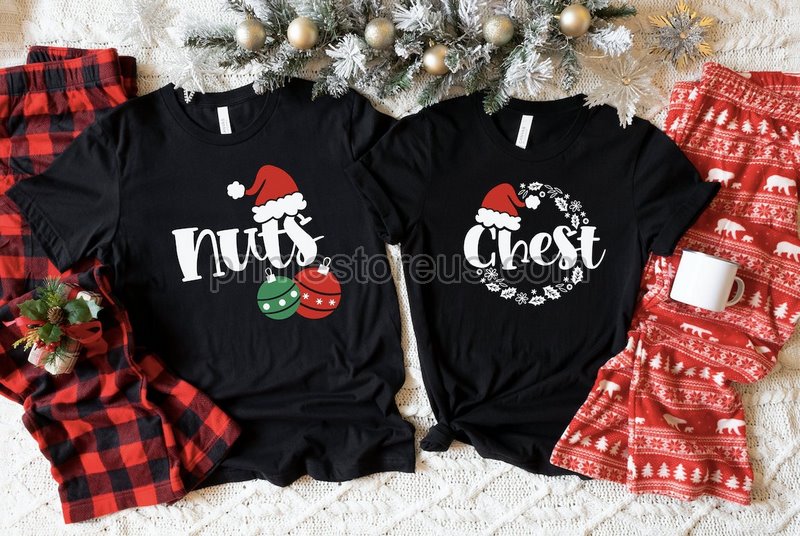 Chest And Nuts Couples Christmas Shirt Funny Christmas Shirt Couples Christmas Shirts Christmas Humor Holiday Tee Just Married Shirts