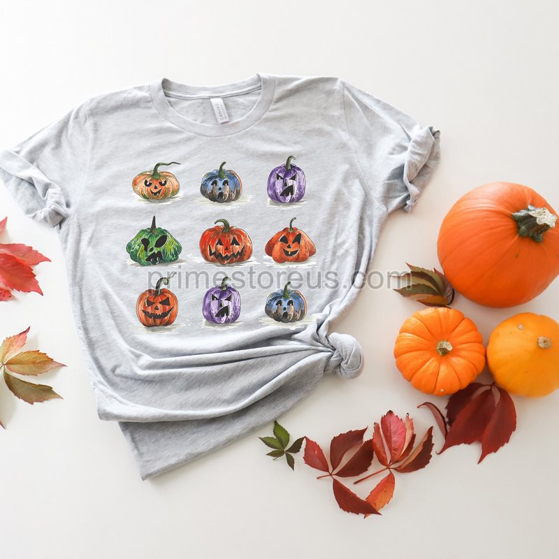 Watercolor Pumpkin T-shirt Colorful Pumpkin Shirt Watercolor Pumpkins Halloween Shirt Autumn Shirt Cute Fall Shirt Gift For Halloween