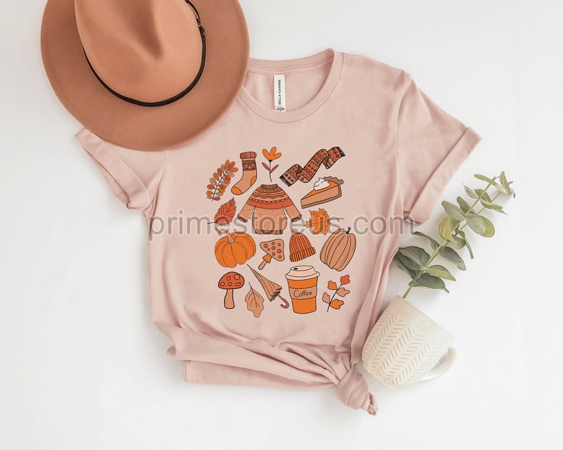 Fall Doodles Shirt Pumpkin T-shirt Pumpkin Shirt Boho Fall Shirt Halloween Shirt Autumn Shirt Cute Fall Shirt Gift For Halloween