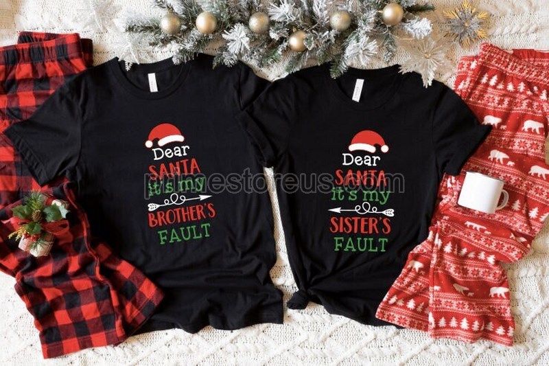 Dear Santa Its My Sisters Fault Shirtmerry Christmas Shirt Womens Christmas Shirts Christmas Shirt Christmas Family Outfits Tees