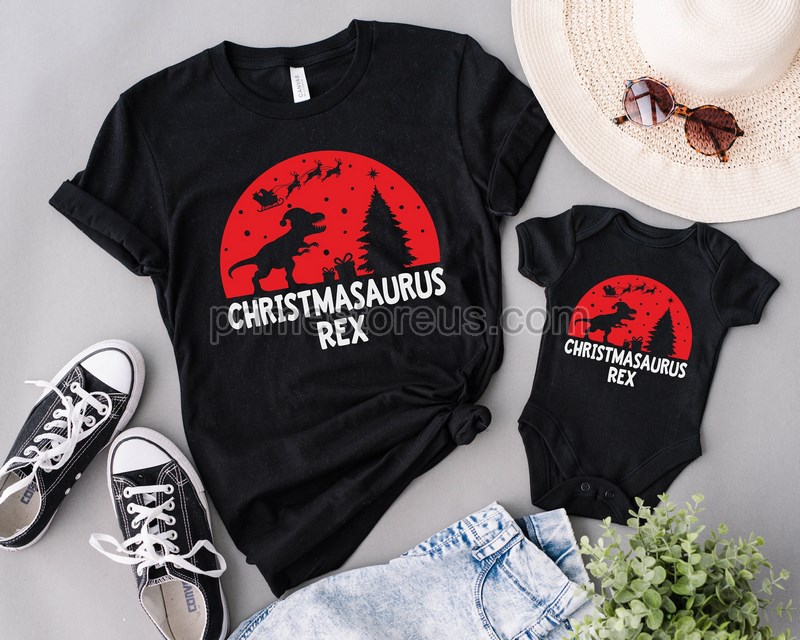 T-rexmas Shirt Christmas Dinosaur Matching Shirt Santa Dinosaur Sleigh Ride Santa Dinosaur Shirt Dinosaurs Christmas