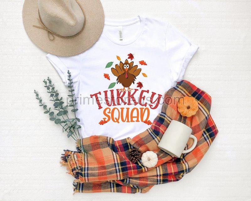 Turkey Squad Shirt Turkey Crew Thanksgiving T Shirt Friends Family Autumn Vneck For Women Thanksgiving Thankful Fall Fashion Women Shirt