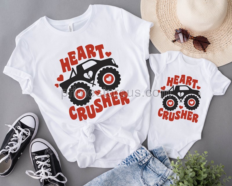 Heart Crusher Shirt Truck Valentines Day Shirt Heart Crusher Valentine's Shirt Valentines Day Gift Monster Truck Shirt