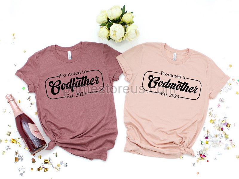 Cute Godmother And Godfather Matching Shirts Godmother Gift Godfather Gift Gender Reveal Shirt Baptism Gift Godparents Godchild