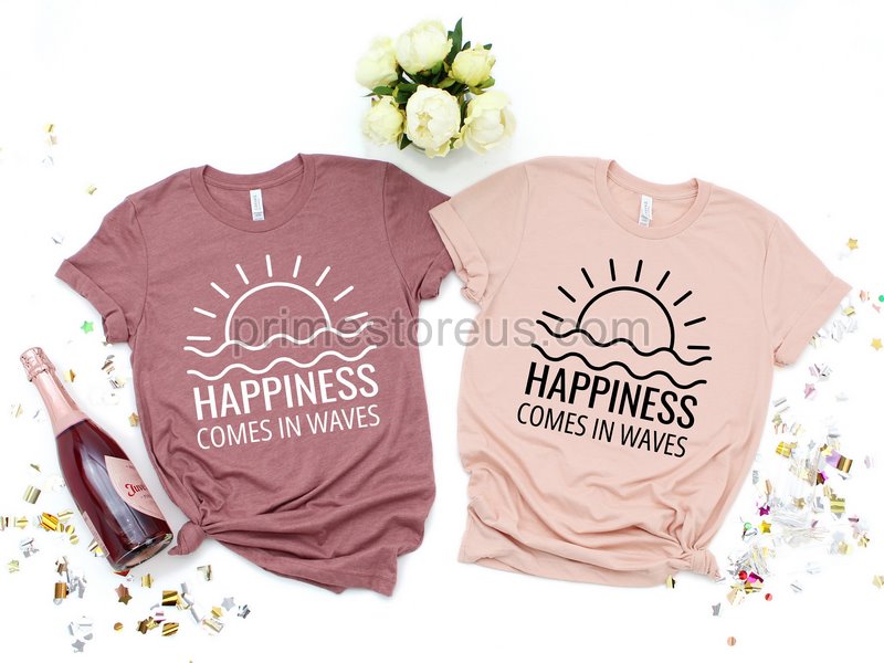 Happiness Comes In Waves Shirt Ocean T-shirt Summer Vacation Tee Summer Trip Shirt Surf Lover Shirt Wave Lover Shirt Beach Vibes Shirt