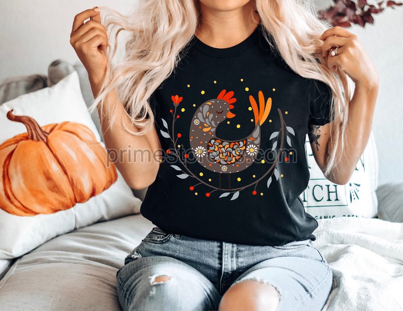 Scandinavian Shirt Botanical Shirt Folk Art T-shirt Scandinavian Gift Gift For Women Vintage Flower Shirt Gift For Women