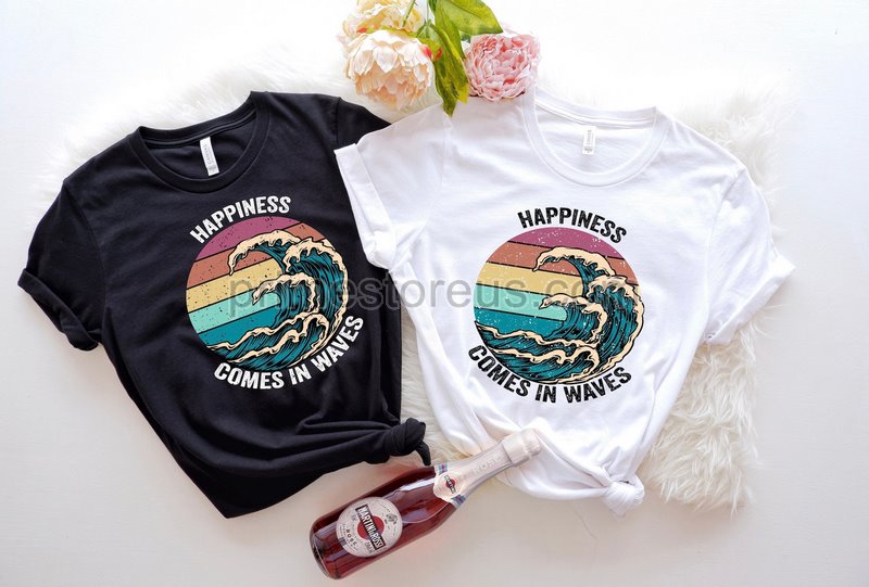 Happiness Comes In Waves Shirt Ocean T-shirt Summer Vacation Tee Summer Trip Shirt Surf Lover Shirt Wave Lover Shirt Beach Vibes Shirt