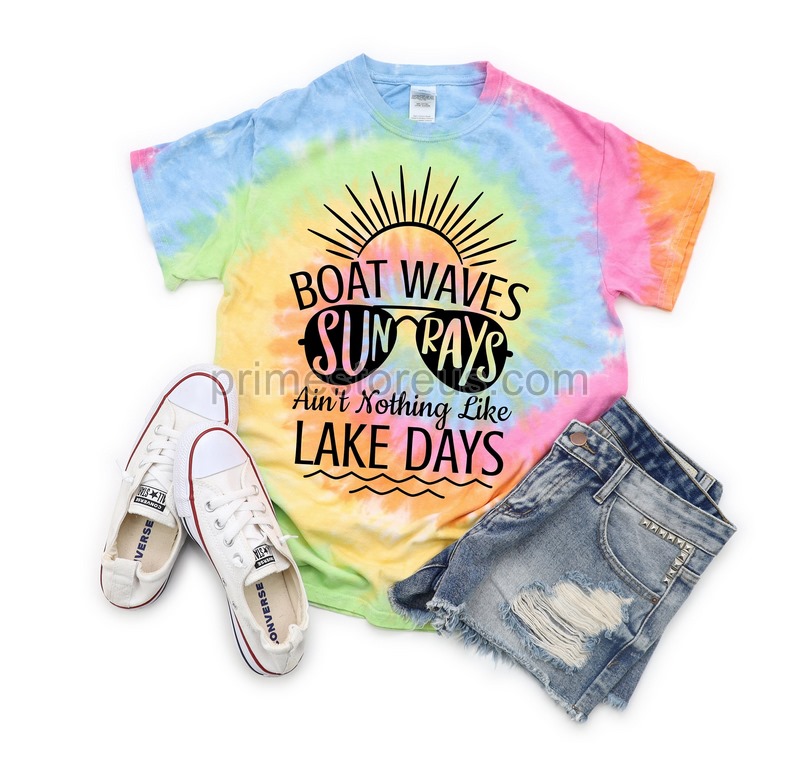 Lake Days Tie Dye Shirtboat Waves Sun Rays Shirtlike Lake Days Teeboat Travel Apparel Summer Lake Trip T-shirtpontoon Lover Tie Dye Tee