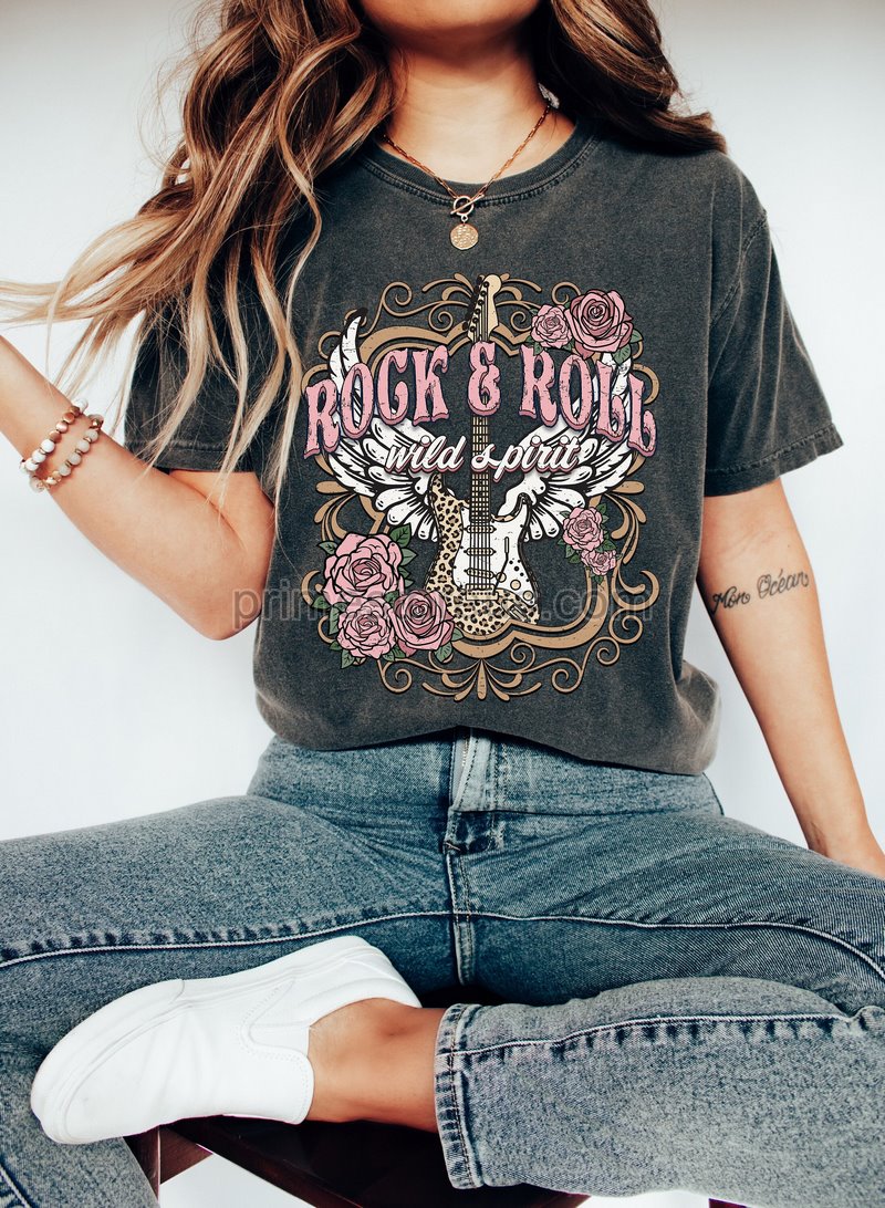 Custom Rock N Roll Teevintage Style Rock And Roll Shirt Guitar Shirt Rock Roll T-shirt Music Lover Tee Songwriter T-shirt Lets Rock