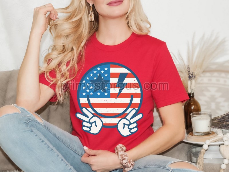 Retro Happy Face July 4 Shirtamerican Flag Smile Face Shirt4th Of July Shirtamerican Flag Shirt 4th Of July Face Independence Day Shirt