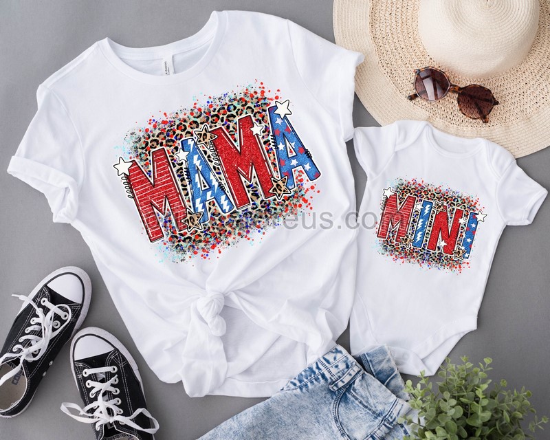 Leopard Mama And Mini 4th Of July Shirt Mama Mini Patriotic Shirtpatriotic Teeindependence Day Shirt4th Of Julyamerican Flag Shirt