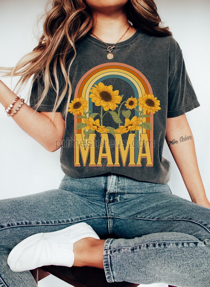 Retro Sunflowers Mama Shirtrainbow Mama Shirt Mothers Day Tee Funny Mama Teemom Shirt Gift Idea For Mom Mama Graphicmama Boho Shirt