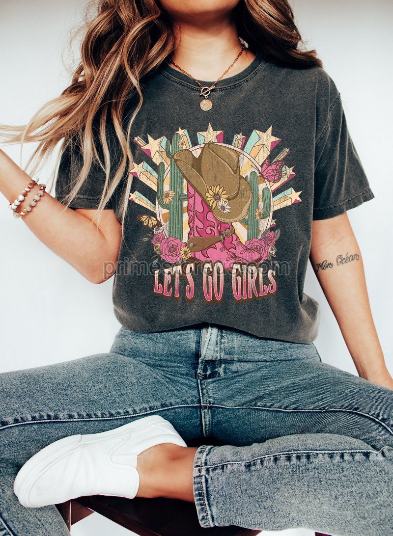 Let's Go Girls Graphic Tee Let's Go Girls T-shirt Retro Graphic Tee Gifts For Her Gift Bachelorette Bridal Party Shirts Girls Trip